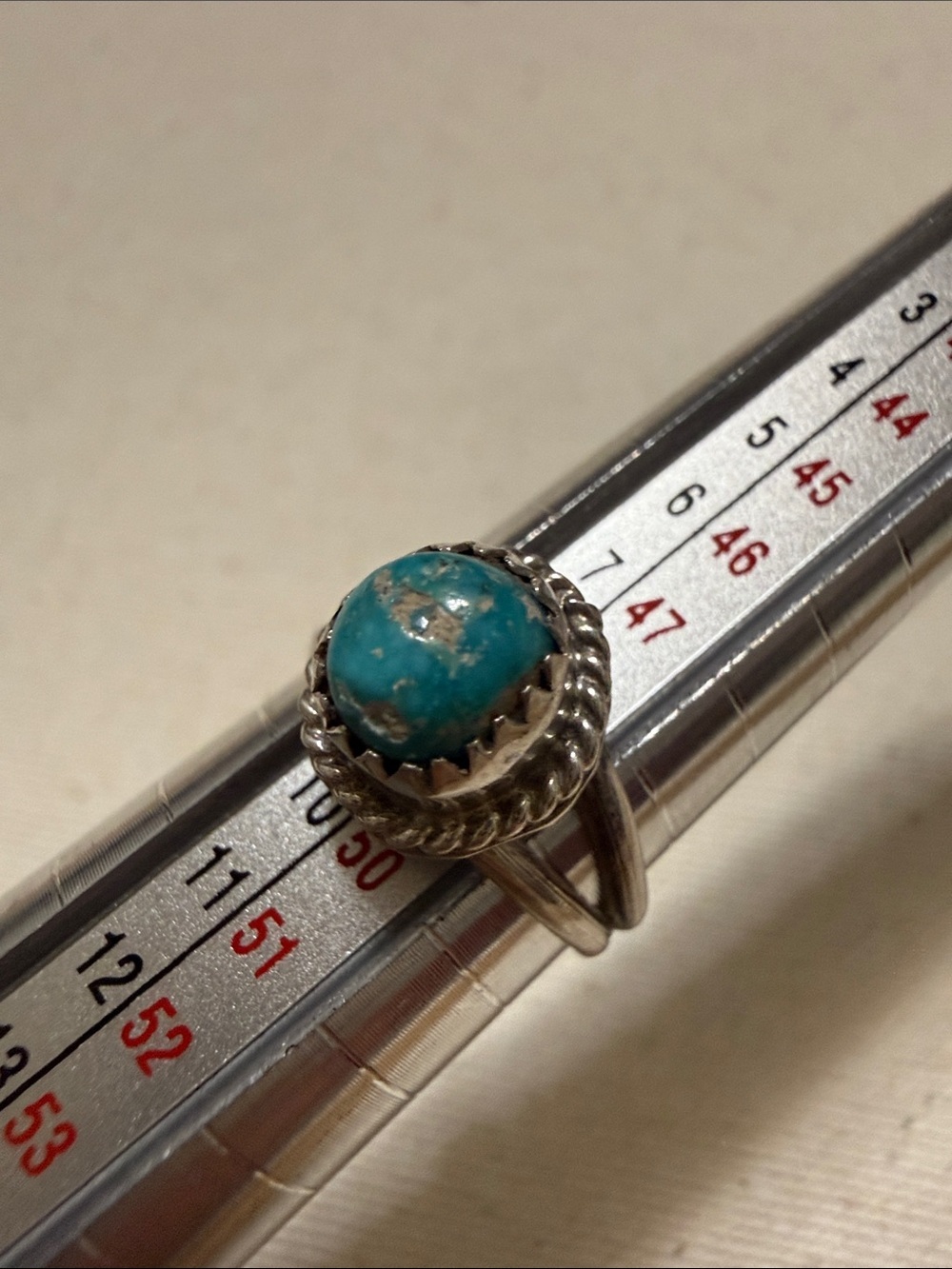 Native Sterling Turquoise Cocktail Ring size 5 - Picture 4 of 9
